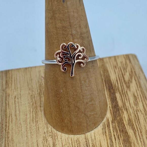 Tree Of Life Two-Tone Sterling Silver Ring Size 6,7,8 - Picture 2 of 7